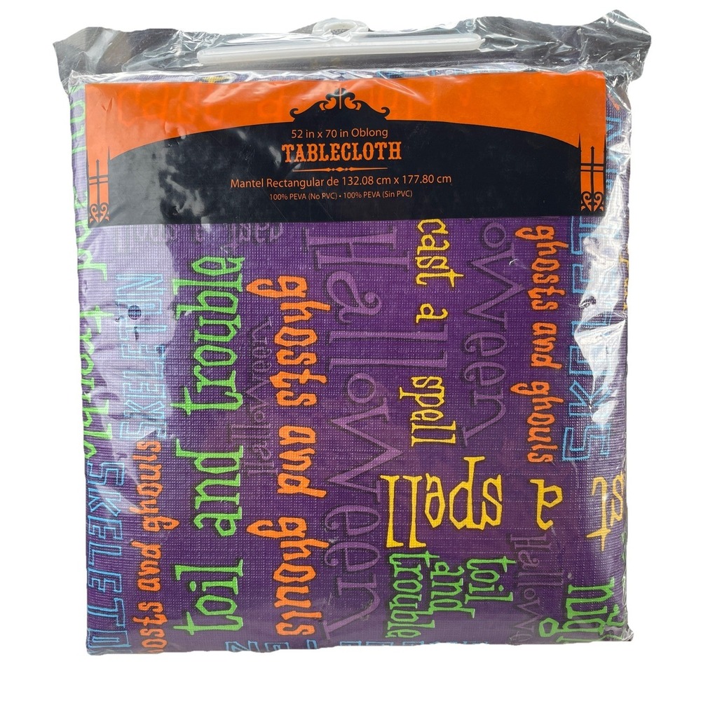 Walmart Halloween Tablecloth Ghost And Ghouls Cast A Spell 52x70 Oblong 2000s